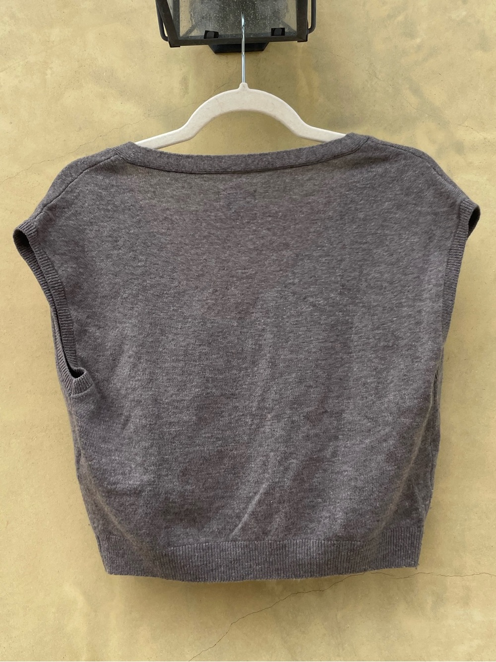 Pilcro Wool and Cashmere Gray-Brown V-Neck Button Front Sweater Vest - Picture 4 of 8
